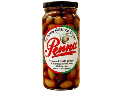 Jar of California Kalamon Olives with a white label and red branding